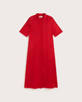 Vestido camisero largo rojo hemp Gianna sostenible silueta - 1