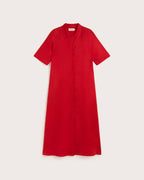 Vestido camisero largo rojo hemp Gianna sostenible silueta - 1