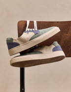 Baskets basses Alexandre - Toile vert bleu pétrole écru
