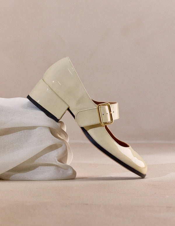 Escarpins Amari - Cuir Verni Ivoire - Femme