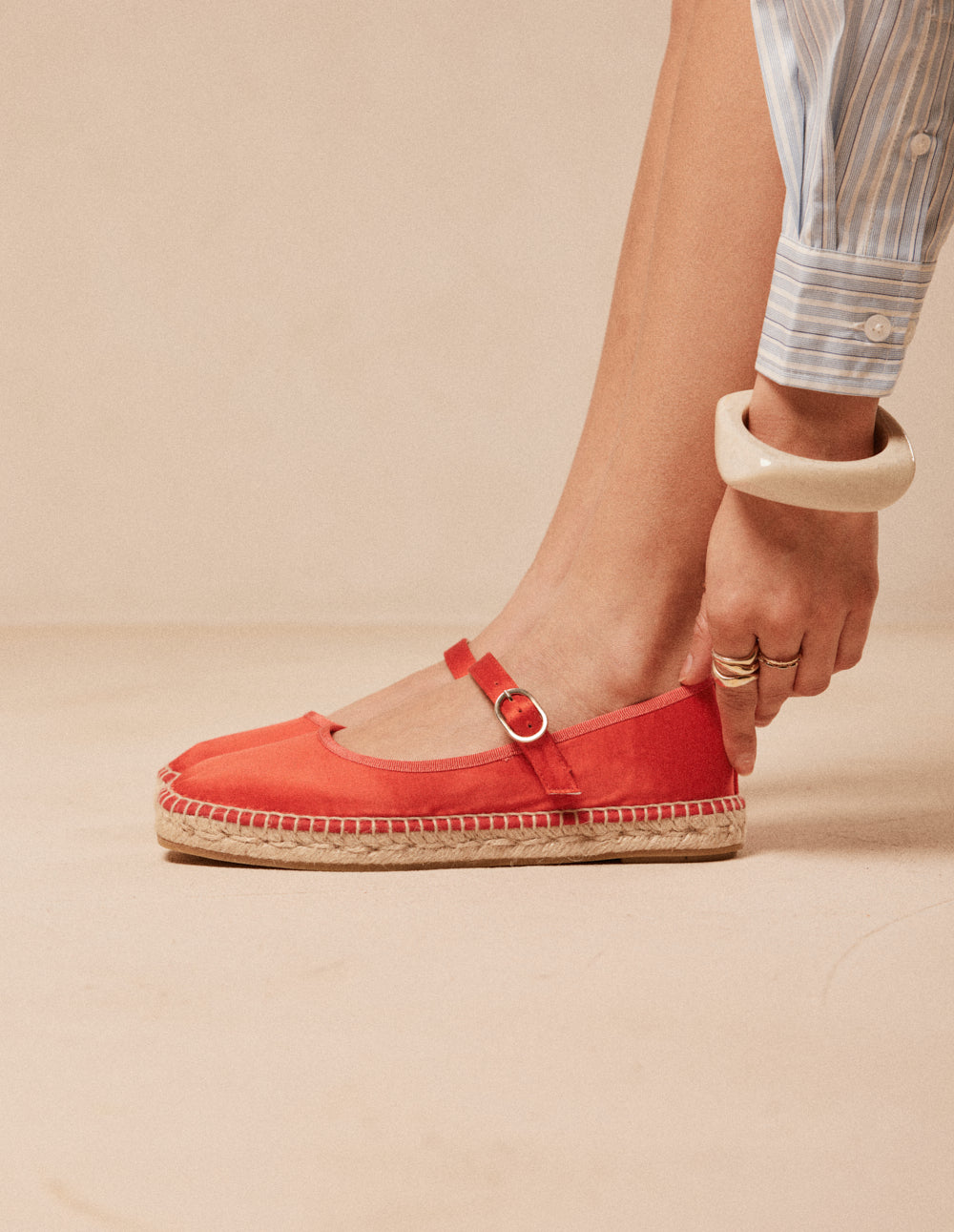 Espadrilles Bebi - Satin rouge