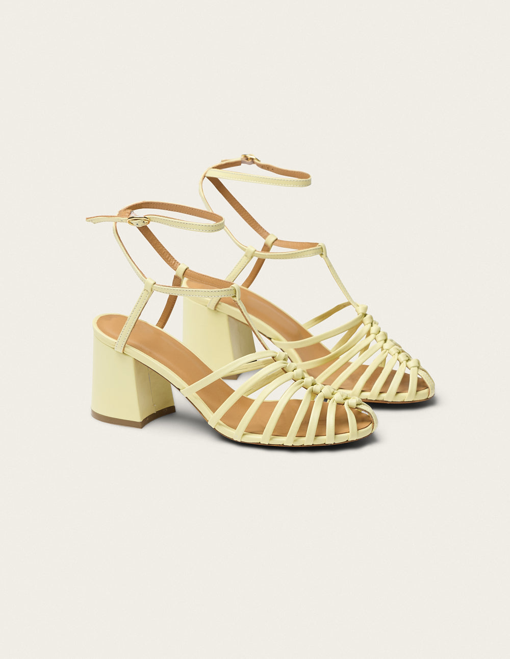 Sandales à talons Ciana - Cuir jaune pastel