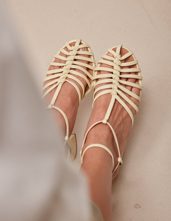 Sandales À Talons Ciana - Cuir Jaune Pastel - Femme