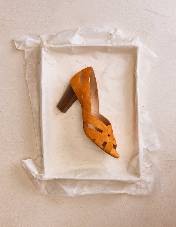 Sandales À Talons Clémentine H - Suède Orange - Femme