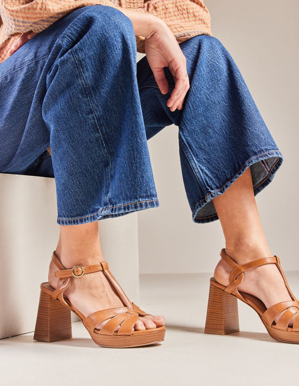 Sandales À Talons Blandine - Cuir Boisé - Femme