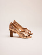 Sandales À Talons Clémentine H - Cuir Craquelé Rose
