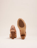 Sandales À Talons Clémentine H - Cuir Craquelé Rose