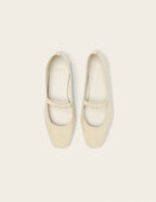 Ballerines Serra - Cuir Plissé Verni Écru