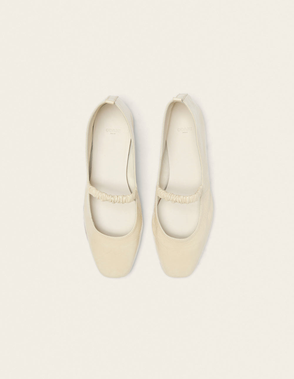 Ballerines Serra - Cuir Plissé Verni Écru