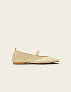 Ballerines Serra - Cuir Plissé Verni Écru