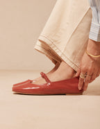 Ballerines Serra - Cuir plissé verni rose