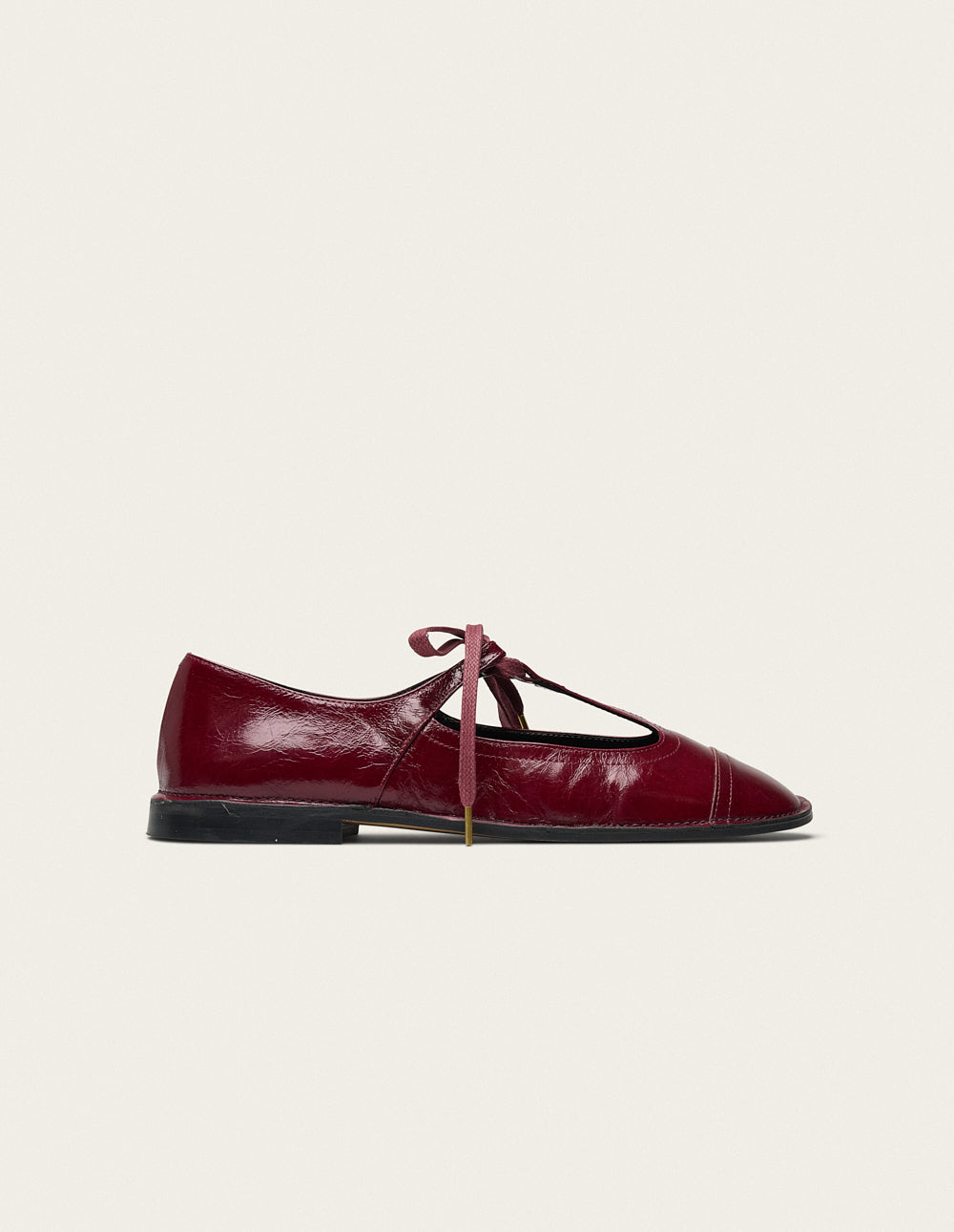 Ballerines Sora - Cuir plissé verni bordeaux