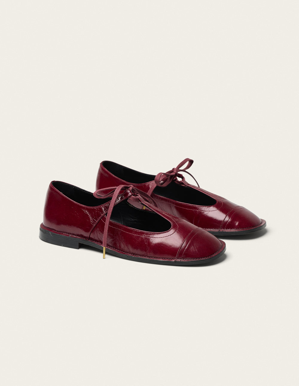 Ballerines Sora - Cuir plissé verni bordeaux
