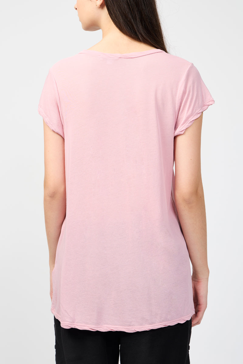 High Gauge Jersey Deep V Tee - Antique Rose - Femme