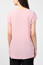 High Gauge Jersey Deep V Tee - Antique Rose - Femme
