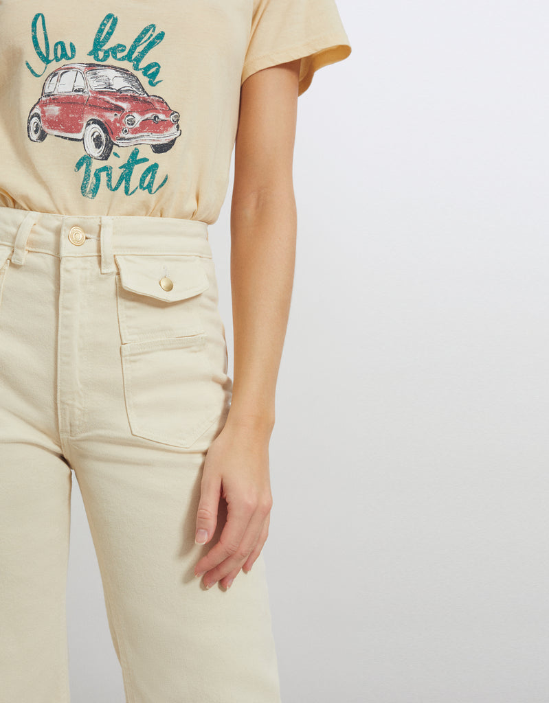 Reiko - Jean Wide Willow Color - Milkshake - Femme