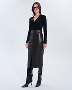 Jupe Jala chocolat en cuir_1