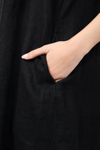 Robe Droite Plissée Au Dos - Noir - Femme