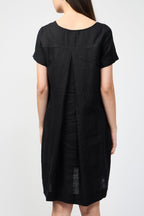 Robe Droite Plissée Au Dos - Noir - Femme