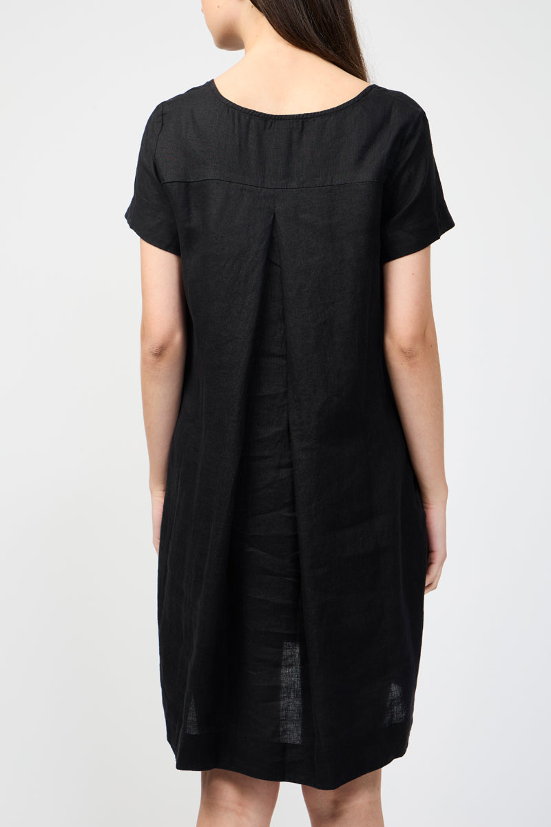 Robe Droite Plissée Au Dos - Noir - Femme