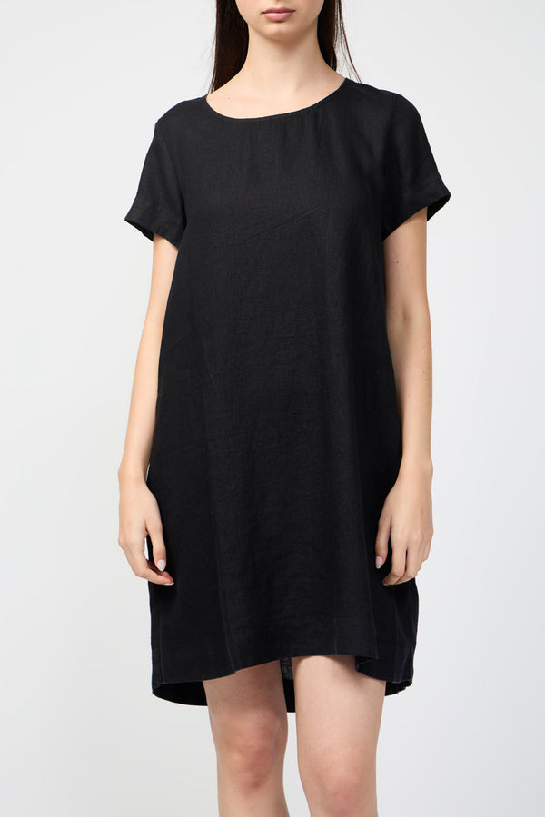 Robe Droite Plissée Au Dos - Noir - Femme