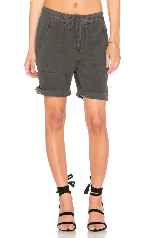 Short Utilitaire Drapé Doux - Pigment Carbone - Femme