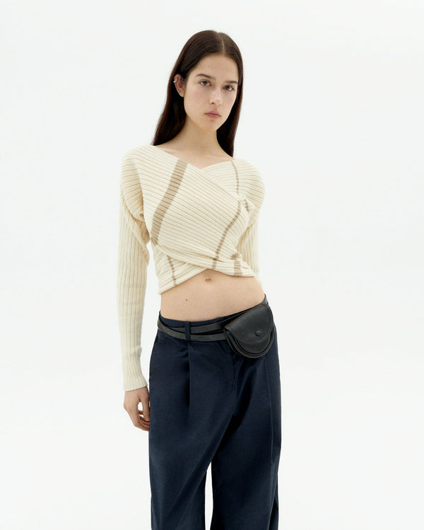 Jersey rayas crudo punto Adele sostenible-1