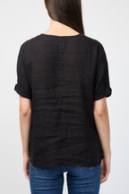 Haut Fendu En Lin - Noir - Femme