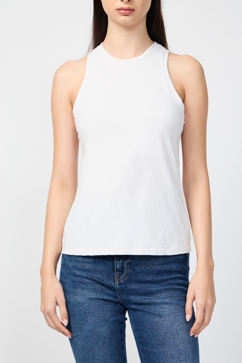 Débardeur Cut Away Stretch Velvet Tank - Talc - Femme