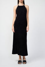 Robe Dos Nu En Velours Extensible - Noir - Femme