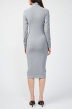 Robe Col Roulé En Micro-Suède - Gris Chiné - Femme