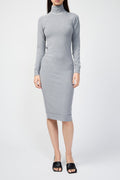 Robe Col Roulé En Micro-Suède - Gris Chiné - Femme