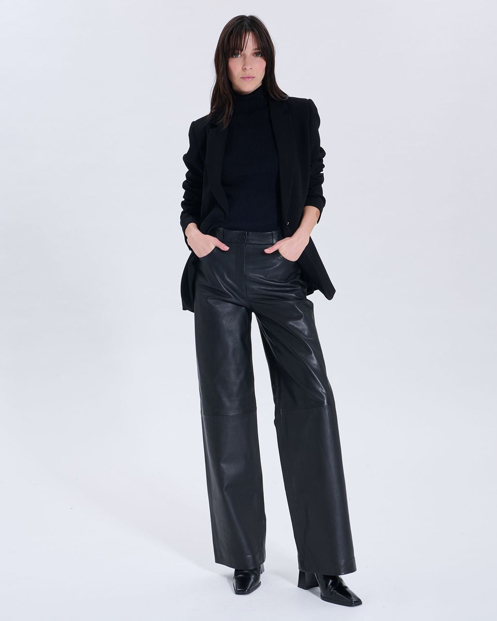 Pantalon Priscille noir en cuir_1