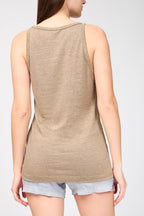 Débardeur Jersey De Lin - Old Gold - Femme