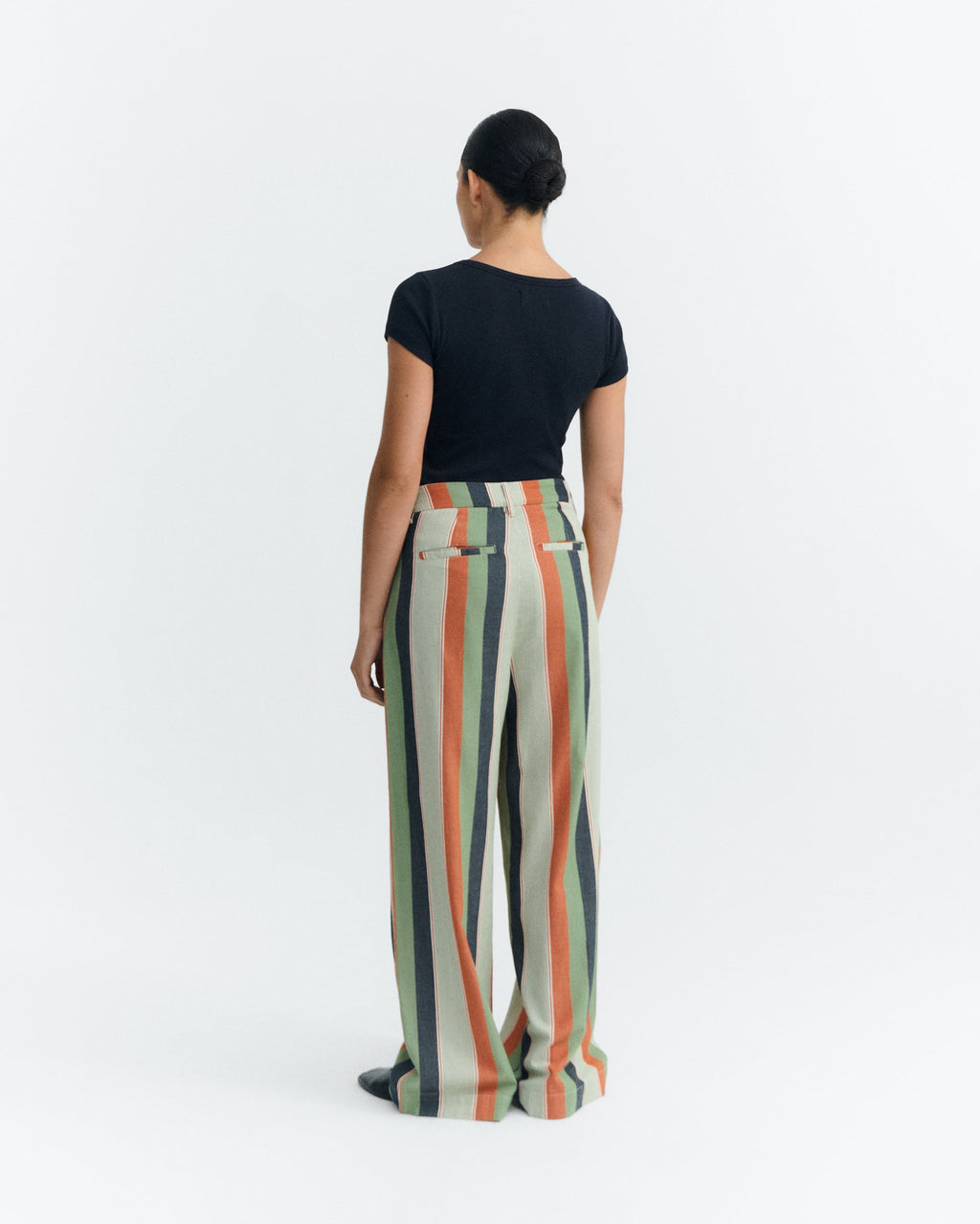 Pantalón wide leg tiro bajo rayas multicolor Pat sostenible - 5