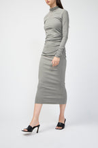 Robe Jersey Ruched Turtle Nk - Concrete Pigment - Femme