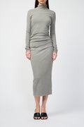 Robe Jersey Ruched Turtle Nk - Concrete Pigment - Femme