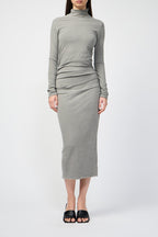 Robe Jersey Ruched Turtle Nk - Concrete Pigment - Femme