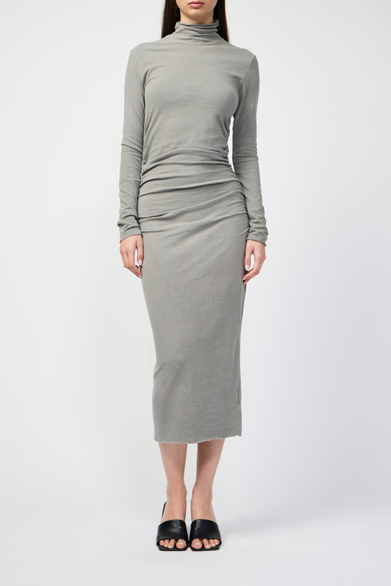 Robe Jersey Ruched Turtle Nk - Concrete Pigment - Femme