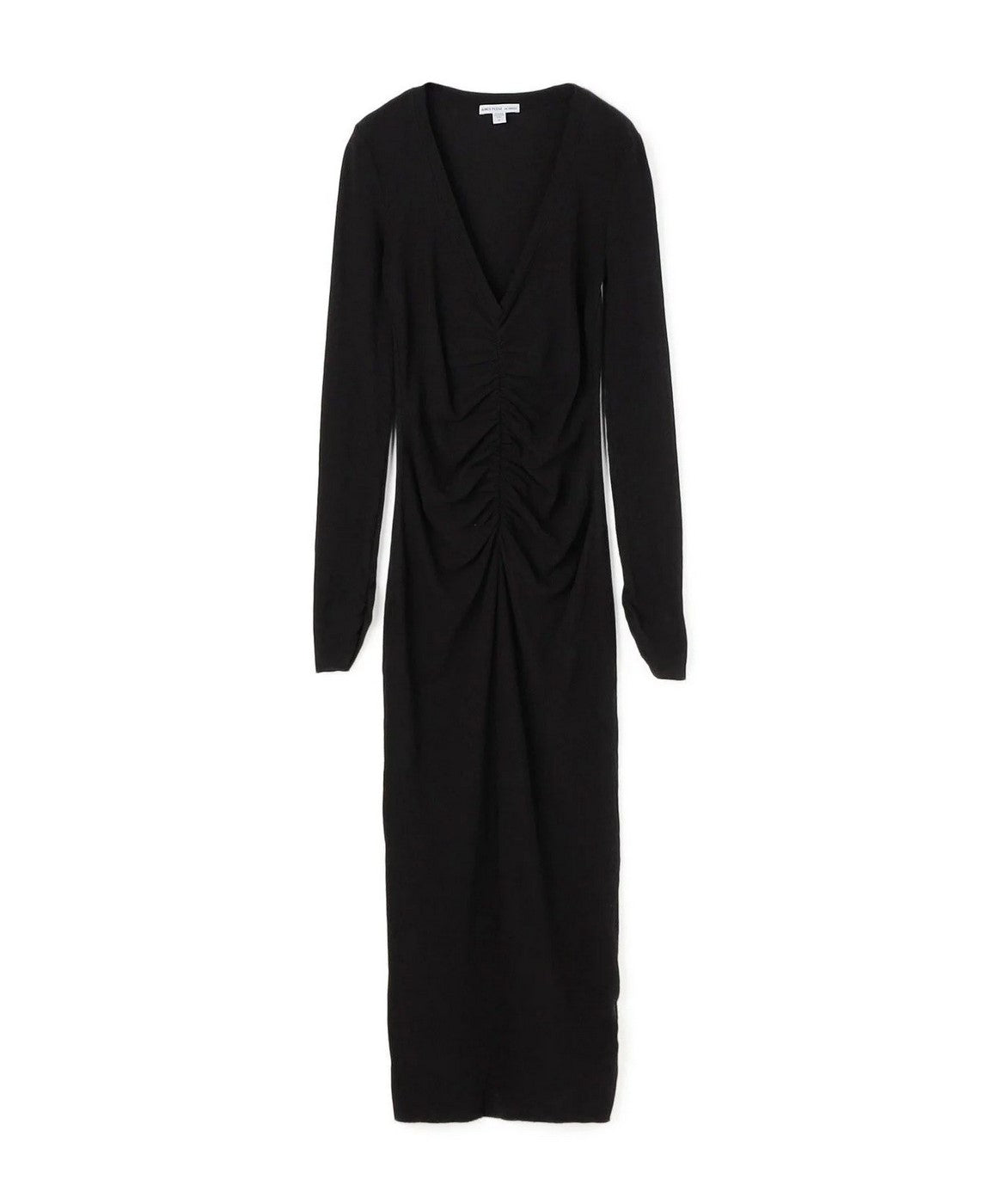 Robe Froncée Décolletée En V - Noir - Femme
