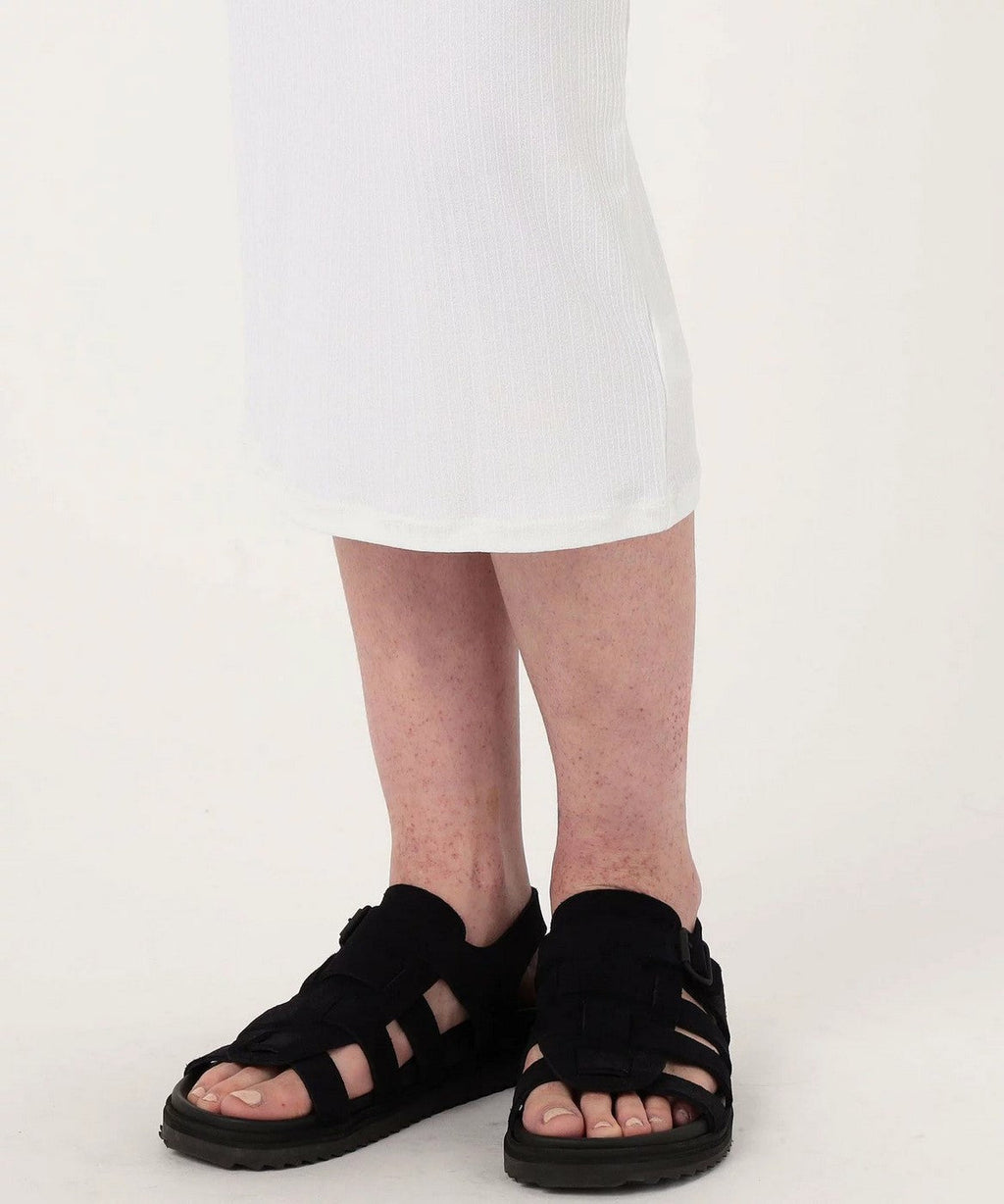 Robe Col Montant En Crêpe Jersey Mat - Blanc - Femme