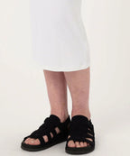 Robe Col Montant En Crêpe Jersey Mat - Blanc - Femme