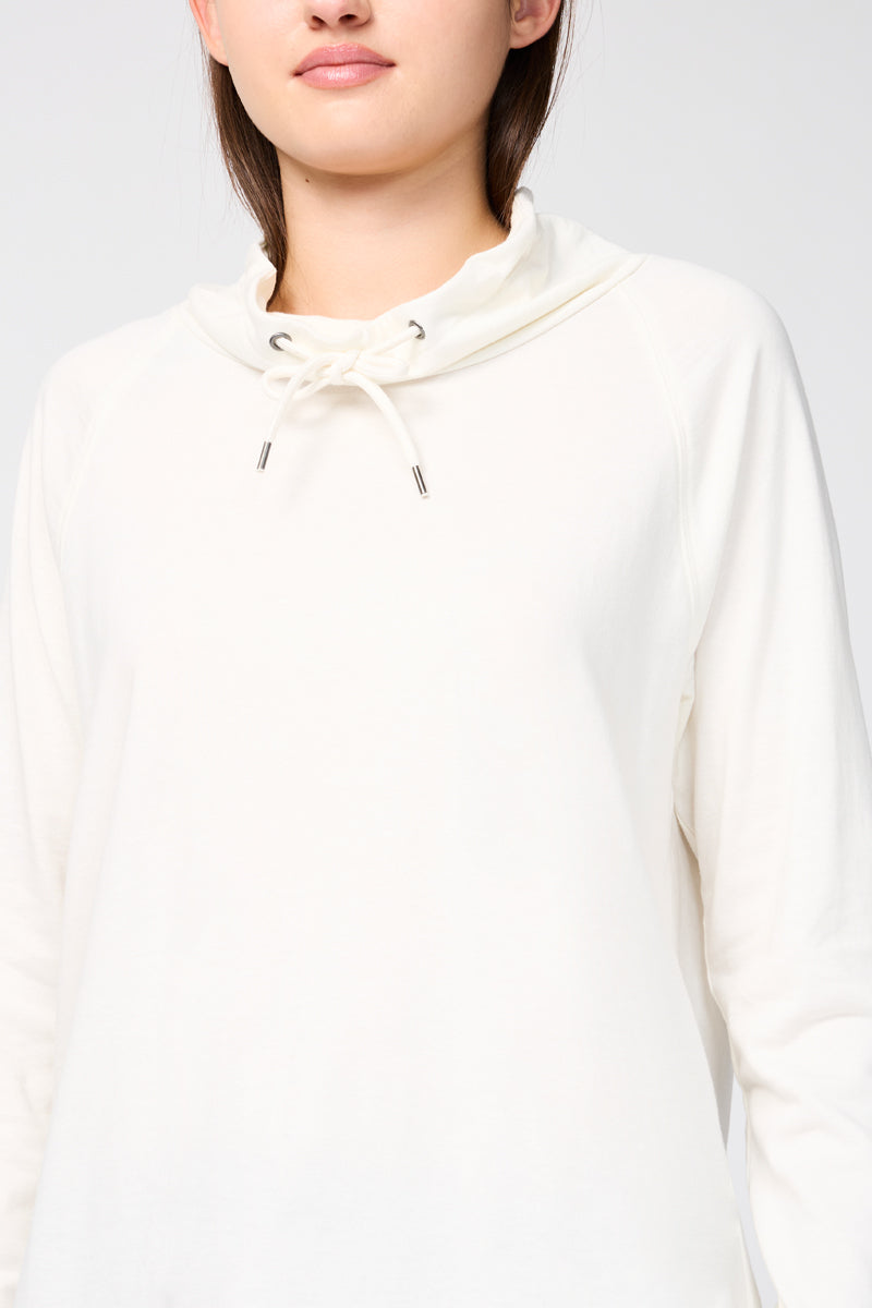 Sweat-Shirt Oversize Col Cheminée En Éponge - Blanc Everest - Femme