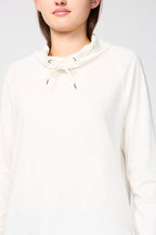 Sweat-Shirt Oversize Col Cheminée En Éponge - Blanc Everest - Femme