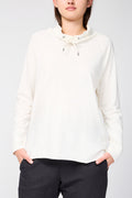 Sweat-Shirt Oversize Col Cheminée En Éponge - Blanc Everest - Femme