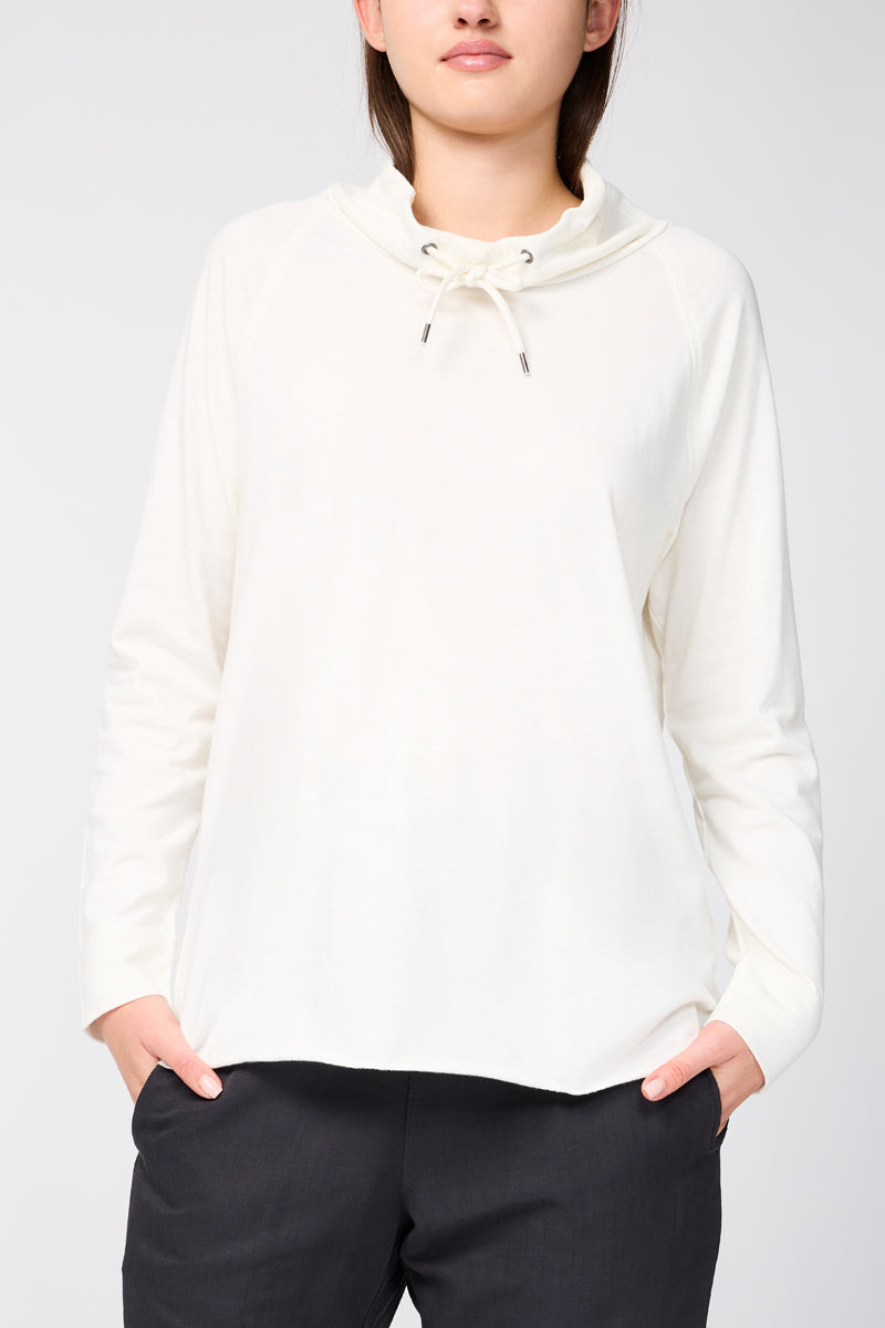 Sweat-Shirt Oversize Col Cheminée En Éponge - Blanc Everest - Femme