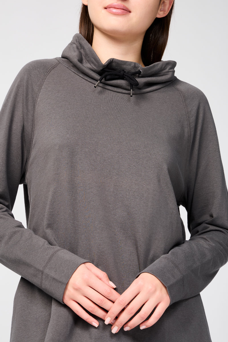 Sweat-Shirt Éponge Oversize Col Cheminée - Fin - Femme