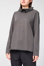 Sweat-Shirt Éponge Oversize Col Cheminée - Fin - Femme