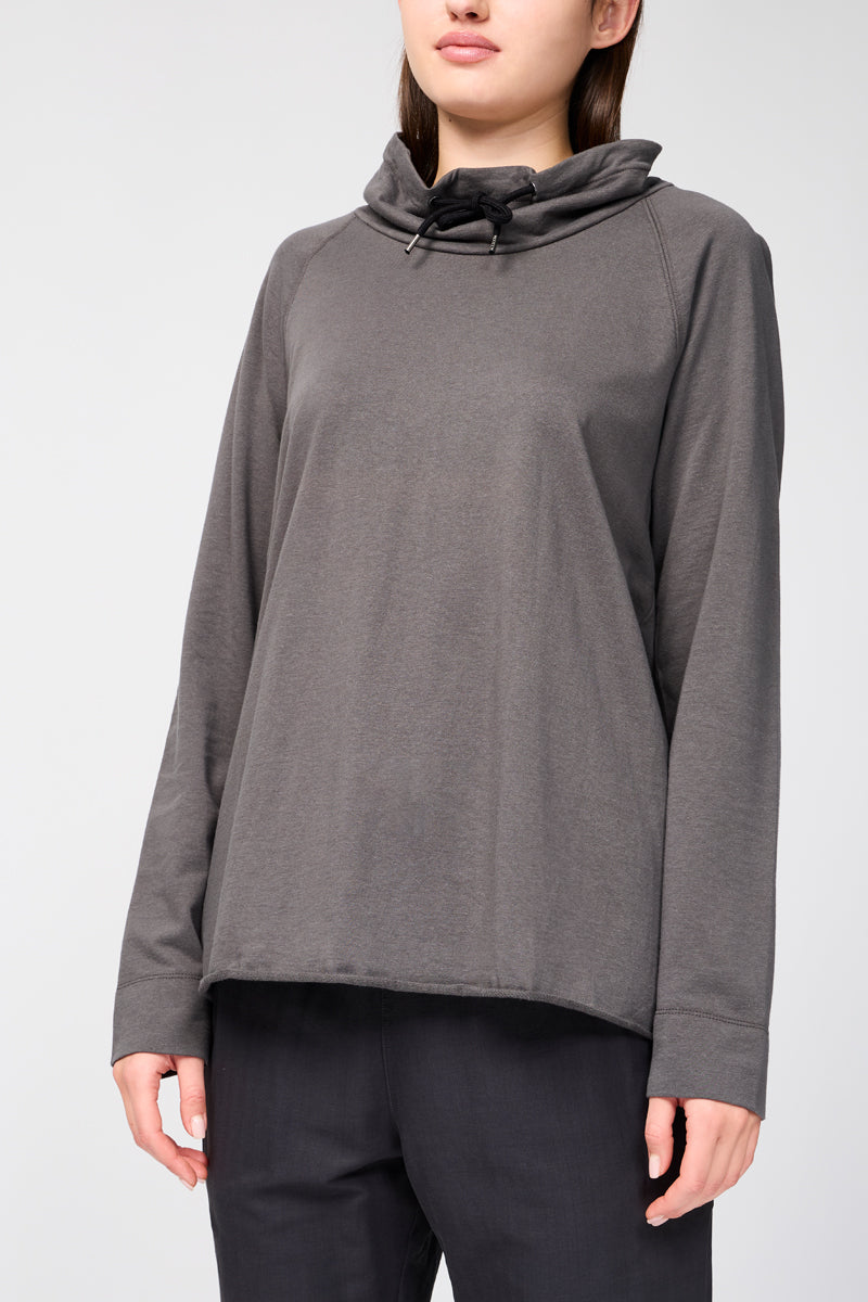 Sweat-Shirt Éponge Oversize Col Cheminée - Fin - Femme
