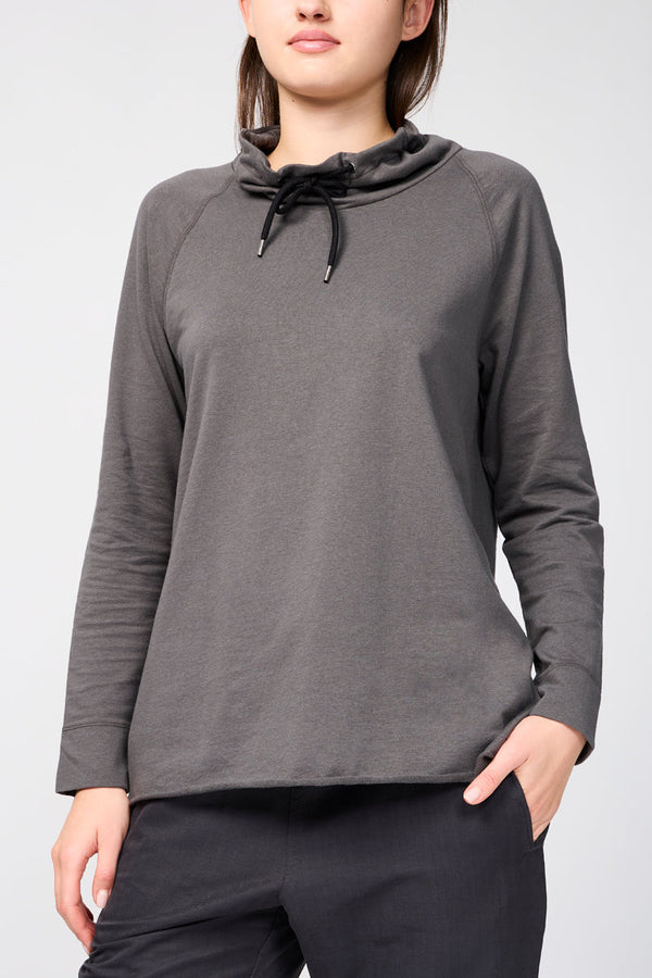 Sweat-Shirt Éponge Oversize Col Cheminée - Fin - Femme